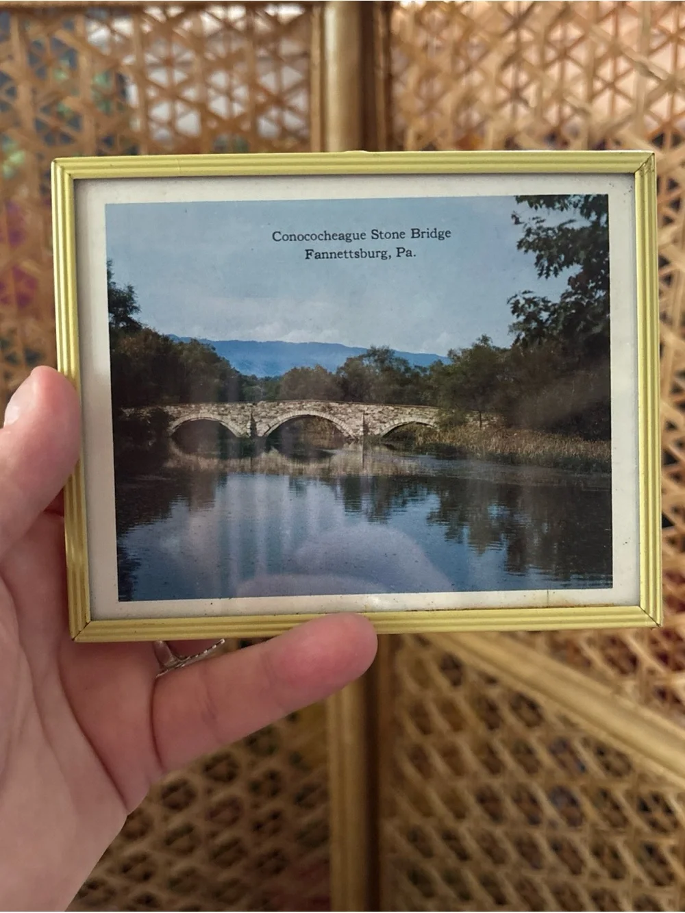 Gold Mini Picture Frame with Bridge Print - Unbranded